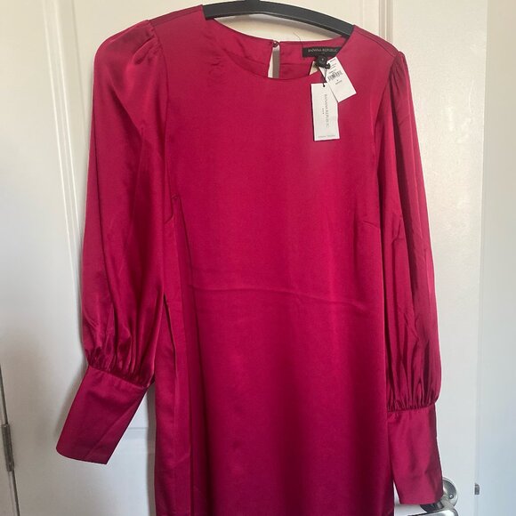 BANANA REPUBLIC DRESS MAGENTA SIZE 8 SATIN - Picture 1 of 2
